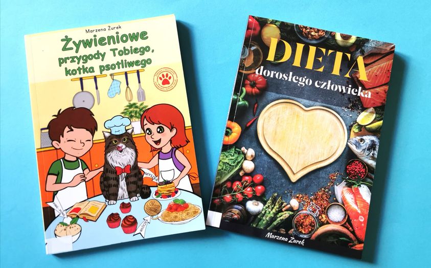2 poradniki żywieniowe pani Marzeny Żurek dla dzieci i dorosłych, książki do wypożyczenia w Bibliotece w Kostrzynie