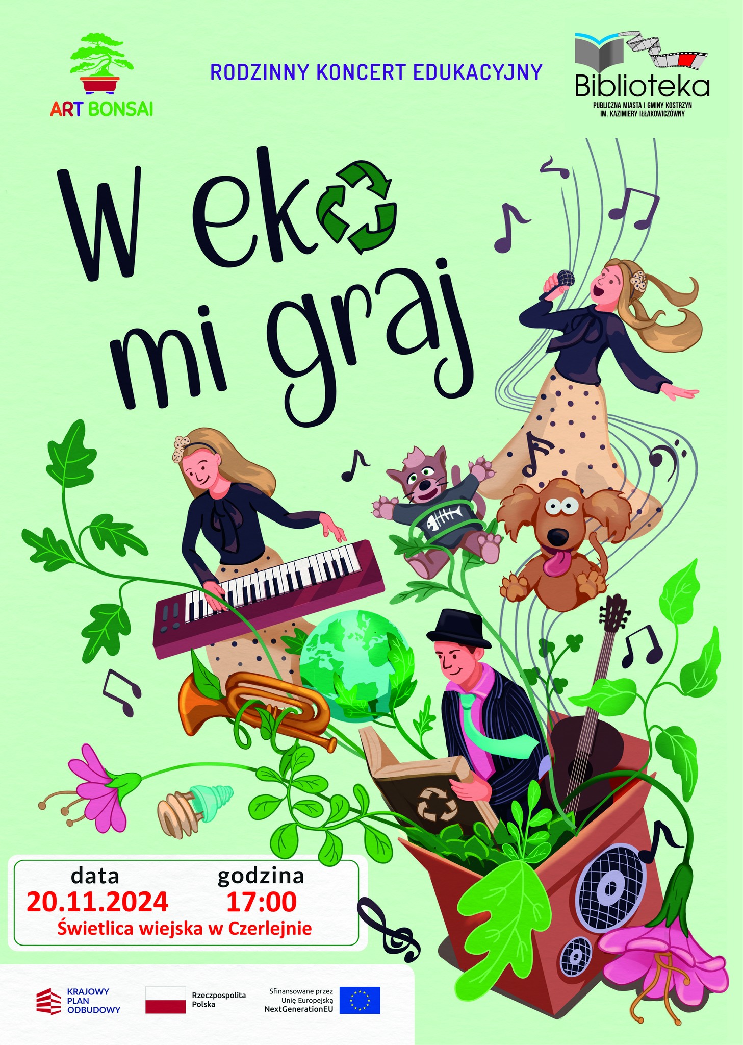 Plakat informacyjny o koncercie "W EKO MI GRAJ"