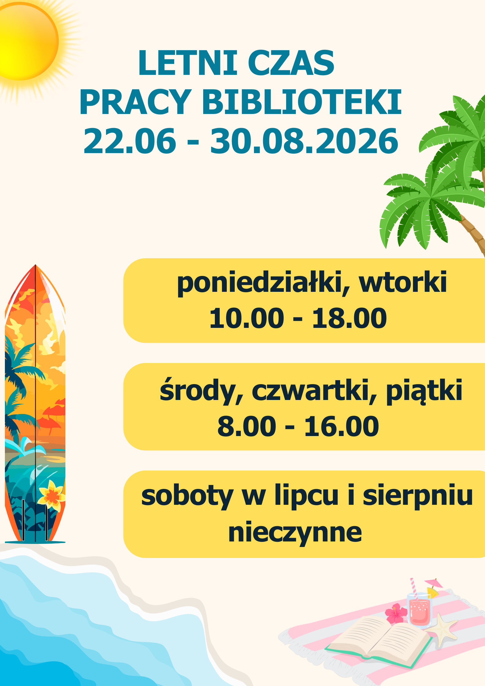 LETNI CZAS PRACY BIBLIOTEKI W KOSTRZYNIE